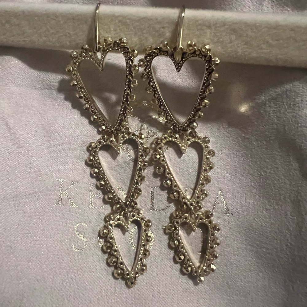Kendra Scott Gold beaded Ansley Heart Drop Earrings